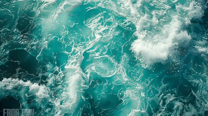 Turquoise Ocean Water with White Foam and Bubbles