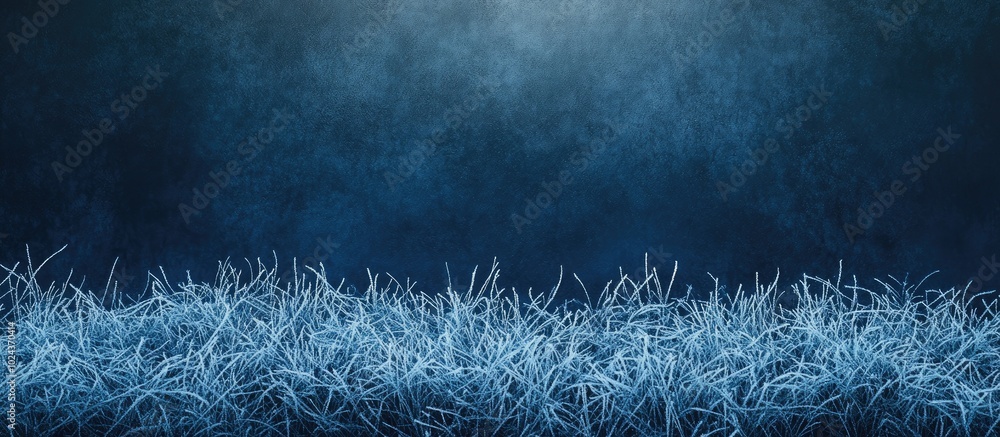 Poster abstract background from a grass covered with hoarfrost