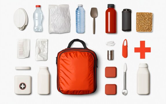 An infographic of how to assemble an emergency kit, including water, non-perishable food, and first aid essentials