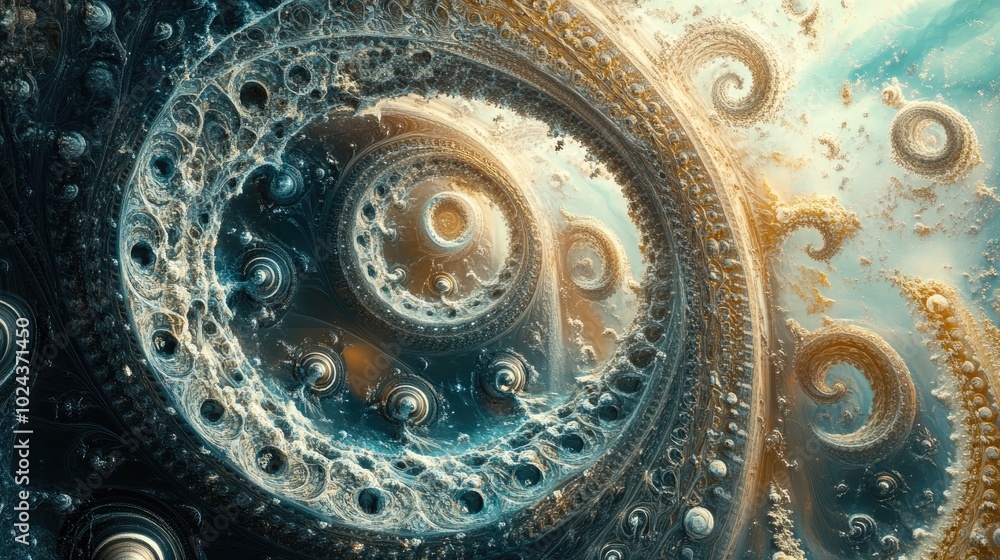 Poster abstract digital fractal artwork featuring a fantasy design in three dimensional illustration
