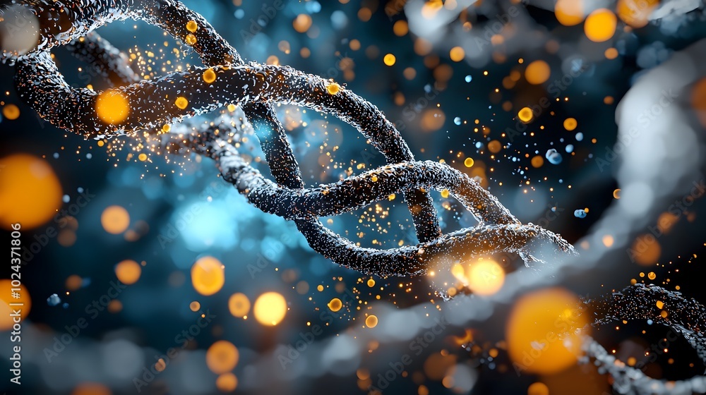 Aufkleber captivating abstract design featuring intertwined dna like strands with glowing luminous particles c