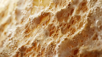 Close-up of White Foam and Orange Bubbles on a Liquid Surface