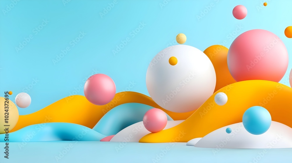 Poster captivating geometric shapes floating in vibrant futuristic space 3d mesmerizing abstract digital ar