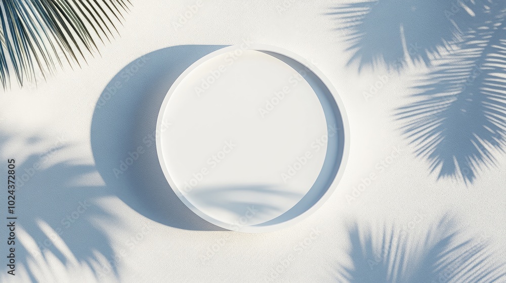 Aufkleber 3d render from above of a white blank cylinder frame for mockup and product display featuring a summ