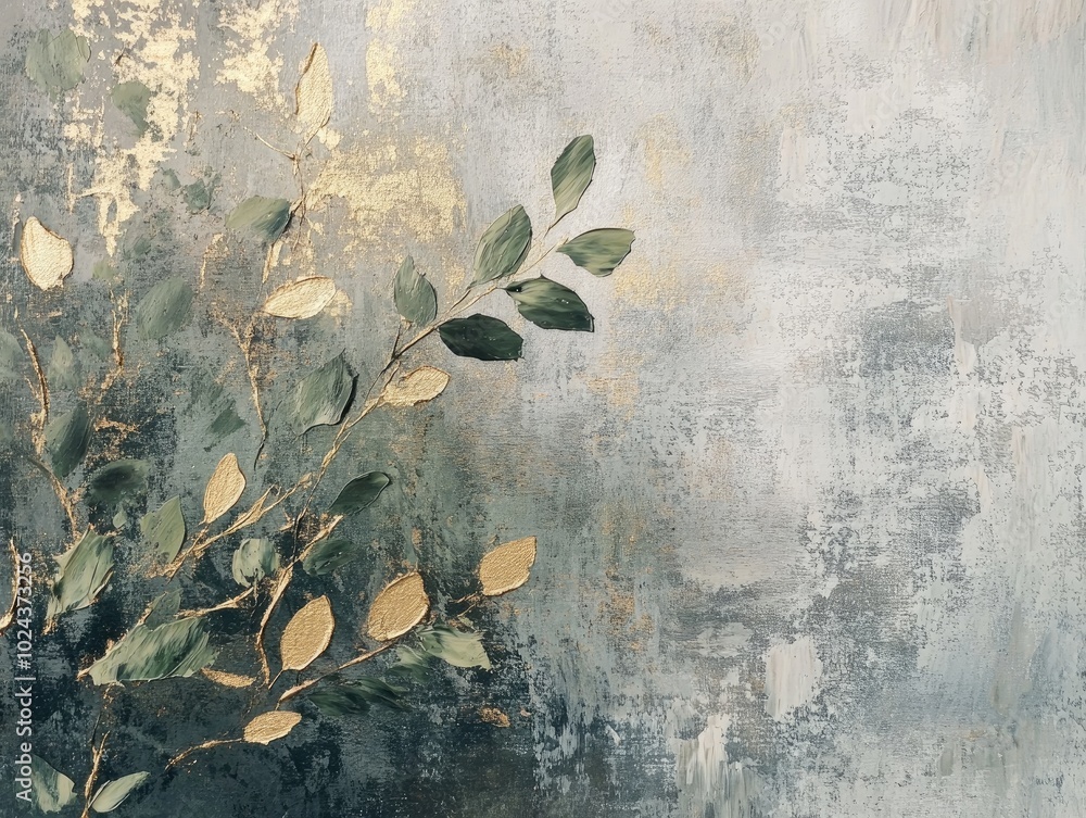 Poster abstract artistic background featuring retro nostalgic golden brushstrokes textured oil on canvas wi