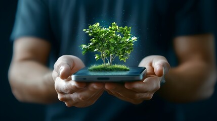 Cutting edge smartphone concept with holographic display advanced augmented reality capabilities and immersive 3D user interface for the future of mobile technology