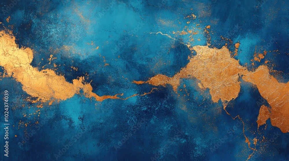 Poster abstract oil painting featuring a textured design with a shiny gold vein effect suitable for prints 
