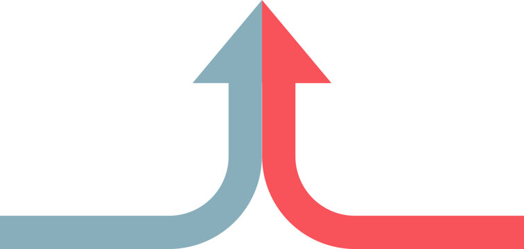 Two arrows merging into one, symbolizing conflict resolution and unity.