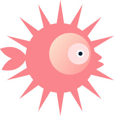Cartoon porcupinefish with spikes, symbolizing defense and uniqueness.