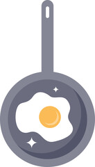 A fried egg in a pan symbolizes breakfast simplicity and cooking basics.