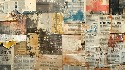 A Wall Covered in Overlapping, Torn, and Weathered Posters