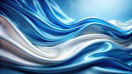 Fototapeta premium Blue and white fabric wave reflection on background