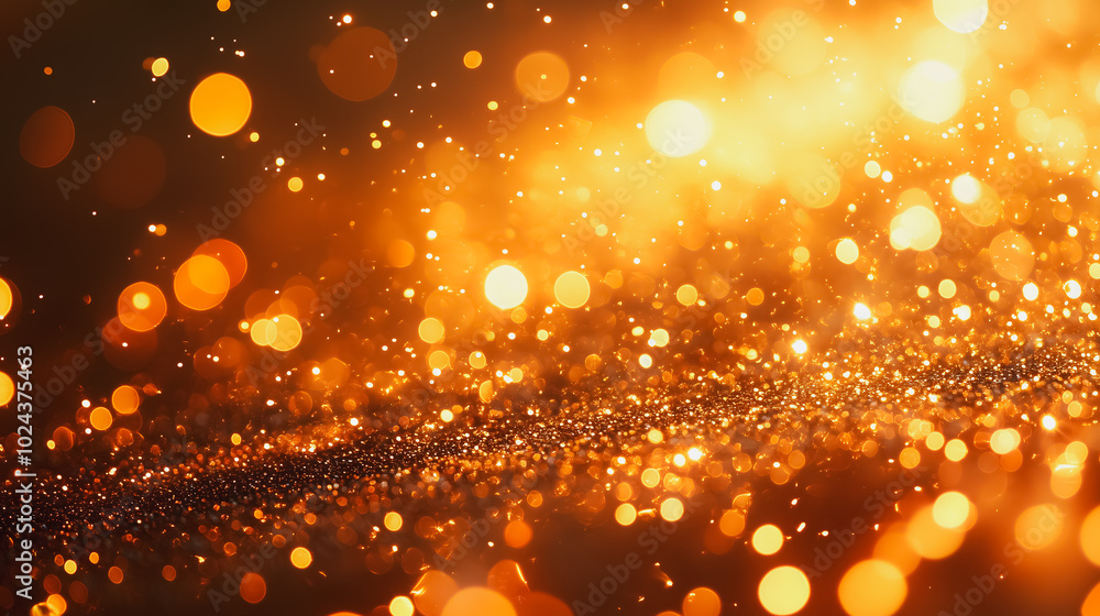 Poster a bright orange background with many small circles of light. the circles are scattered throughout th