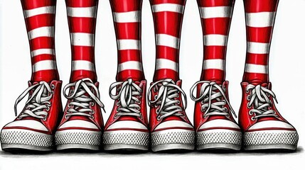 Obraz premium Striped Red and White Elf Legs with Red Boots