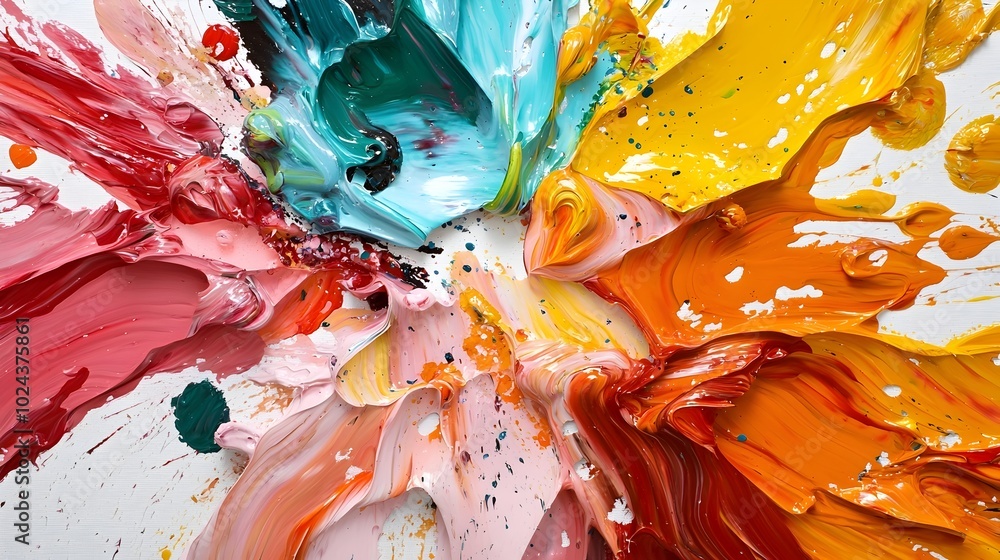 Poster stunning abstract painting featuring a captivating display of bold colorful brush strokes that creat