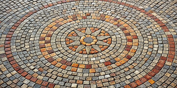 Symmetrical porphyry stone pavement