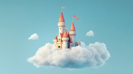 A Fantasy Castle Perched Atop A Fluffy Cloud