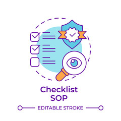 Checklist sop multi color concept icon. Task list, work instructions. Regulatory compliance. Round shape line illustration. Abstract idea. Graphic design. Easy to use in infographic, presentation