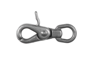 Obraz premium steel climber carabiner isolated on white background