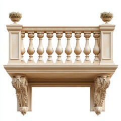 Fototapeta premium A decorative balcony railing with ornate details and planters.