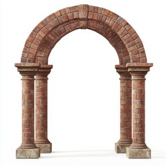 A decorative brick archway with columns, showcasing architectural design elements.