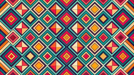 Symmetrical Seamless geometric pattern in retro style Colorful abstract background