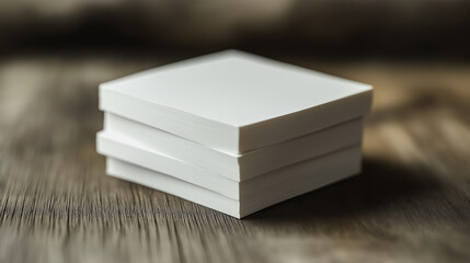 A stack of white paper is on a wooden surface. The stack is made up of three pieces of paper