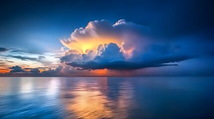 Dramatic storm clouds gather and swirl over a vast open ocean horizon in this moody atmospheric seascape  The powerful turbulent sky creates a sense of drama energy