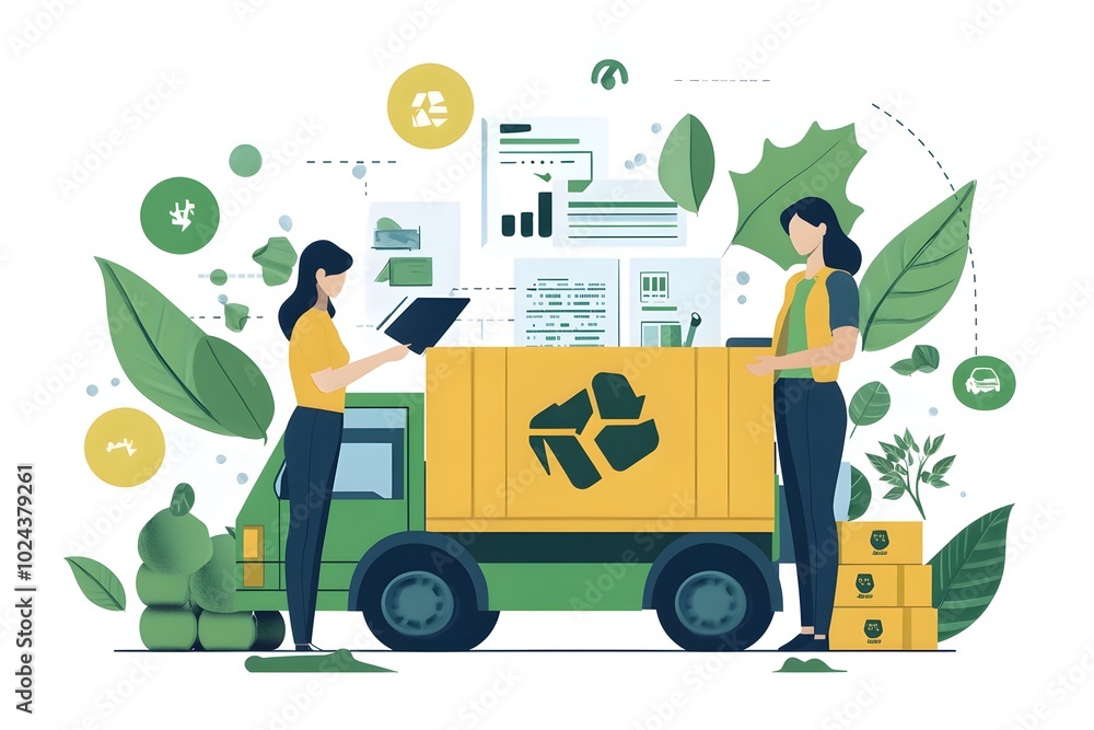 Poster sustainable supply chain management workflow with data driven logistics and eco friendly processes