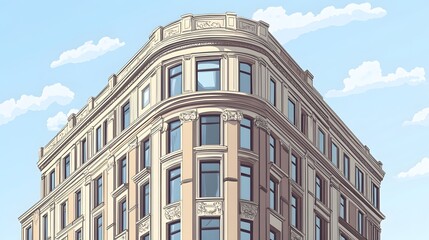 Fototapeta premium Corner of a Classic Building with Ornate Detailing