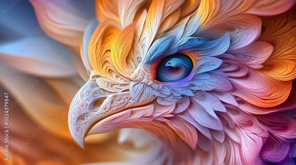 Poster breathtaking digital fractal art featuring intricate hypnotic patterns and a dazzling array of vivid