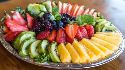 Beautifully Composed Platter Showcasing a Colorful Assortment of Fresh Organic Fruits and Vegetables for a Nourishing and Wholesome Lifestyle  Healthy Natural and Sustainable Food Photography