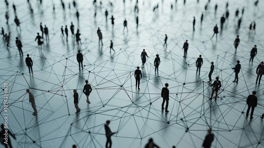 Poster 3d illustration of a global network connecting people around the world with digital nodes and lines 