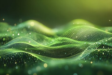 Flowing Green Energy Waves Abstract Background for Sustainable Business Concept