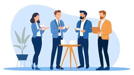 Obraz premium Entrepreneurs Networking and Discussing Plans for Growth and at a Business Conference Professionals Strategizing and Exchanging Ideas for Innovation and Success