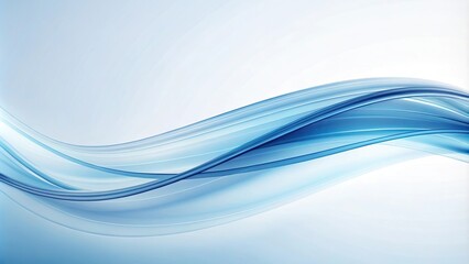 Obraz premium Blue curves on white background minimalist delicate soft modern flowing