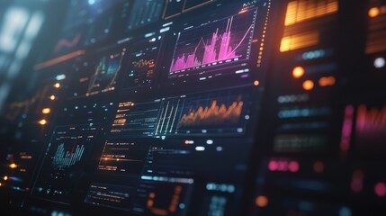 Obraz premium Futuristic Data Visualization Dashboard in a High-Tech Environment