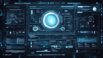 Fototapeta premium Futuristic Technology Dashboard with Glowing Displays and Interfaces