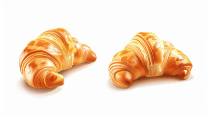 Delicious golden croissants with flaky layers, perfect for breakfast or snack. Their buttery aroma and soft texture make them irresistible to pastry lovers