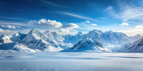 Obraz premium Symmetrical winter landscape in snow capped mountains