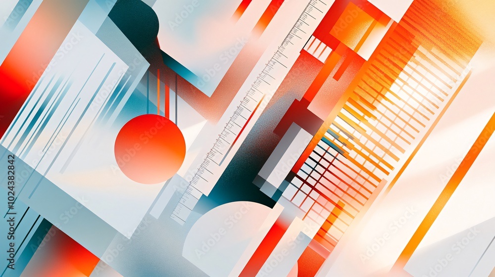 Poster abstract geometric background with vibrant colors and dynamic shapes.