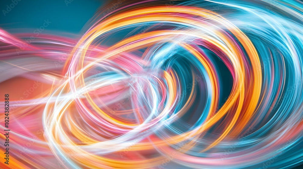 Poster abstract swirl of vibrant neon lights in mesmerizing motion creating a captivating digital and futur