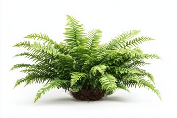 Tropical plant fern bush shrub tree isolated on white background with clipping path
