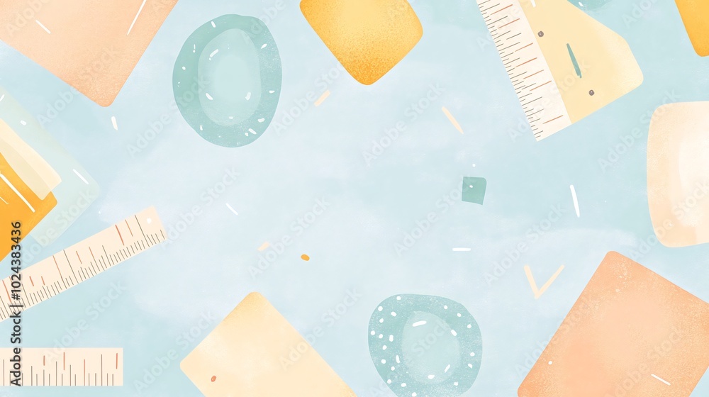 Aufkleber abstract pattern of colorful shapes and textures on a light blue background.