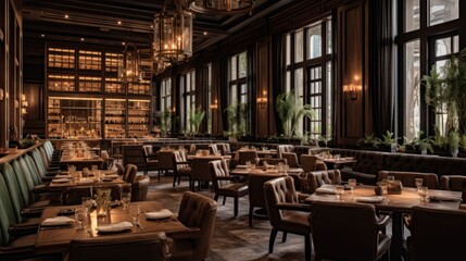 Elegant Dining Room with Warm Lighting and Classic Decor