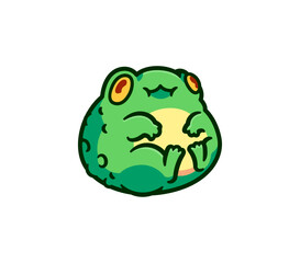 Frog Character with a Happy Expression Sitting Calmly and Smiling Adorable Cartoon Vector illustration