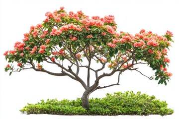 Tropical plant flower bush tree isolated on white background with clipping path