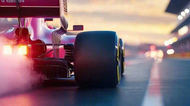Close-up of a Formula One Car with Exhaust Heat