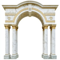 Obraz premium A decorative marble archway with intricate golden details and columns.