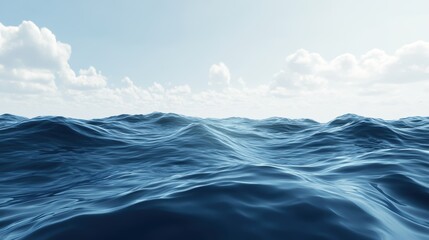 Serene blue ocean waves clear skies